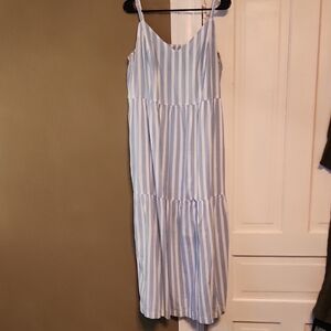 Old Navy Light Blue and White Striped Midi Dress